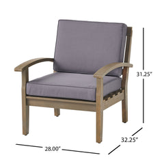 Peyton Club Chair Outdoor Seating Acacia Wood 32.25 X 28.00 X 31.25"