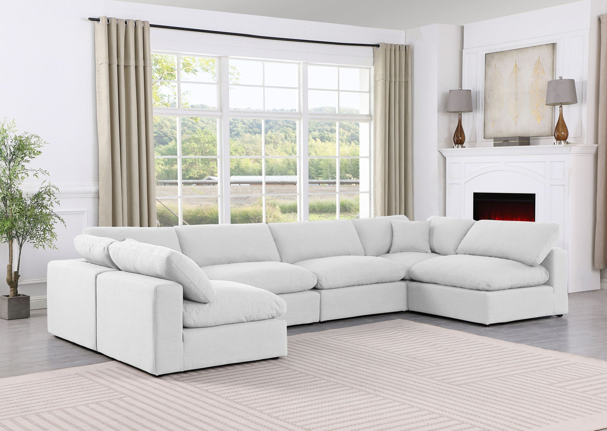Comfy - 6 Piece Linen Modular Armless Sectional