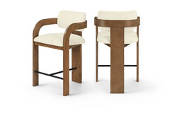 Cedra - Velvet Performance Fabric Upholstered Counter Stool - Brown Frame