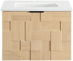 Leonardo - Engineered Stone And Solid Wood 24" Wall Mounted Bathroom Vanity