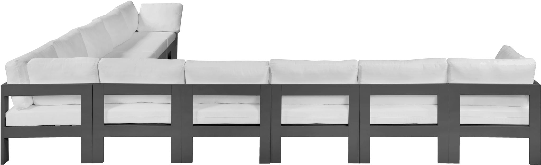 Nizuc - Outdoor Patio 10 Piece Modular Sectional With Gray Frame