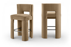 Zuno - Velvet Performance Fabric Upholstered Bar Stool (Set of 2)