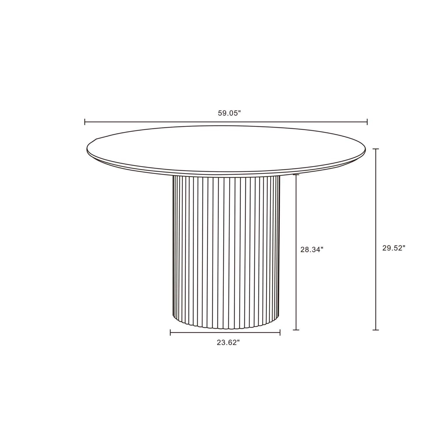 Hathaway - Round Dining Table With Ribbed Base