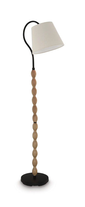 Corinwell - Wood Floor Lamp - Brown / Black