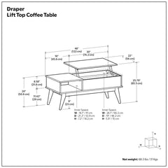 Draper - Lift Top Coffee Table - Teak