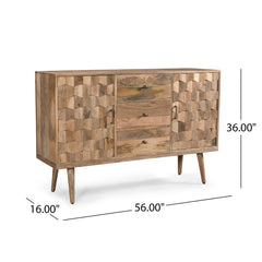 3 Drawer Sideboard With 2 Doors (KD Legs) - Natural