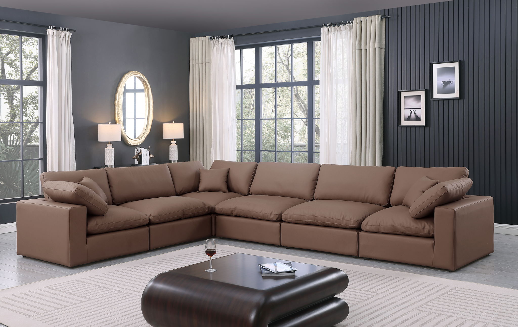 Comfy - 6 Piece Faux Leather Modular Corner Sectional