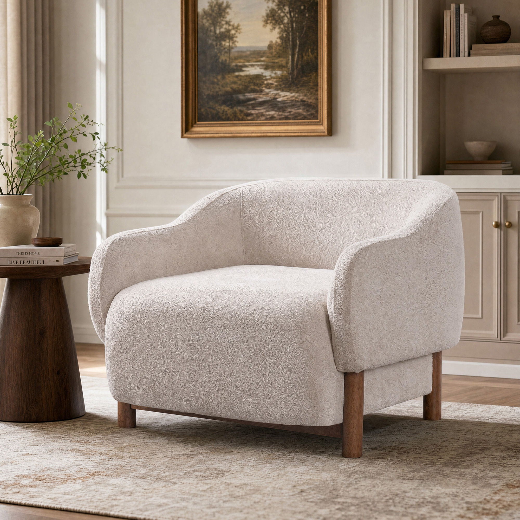 Modern Accent Chair With Recessed Arms And Tight Back