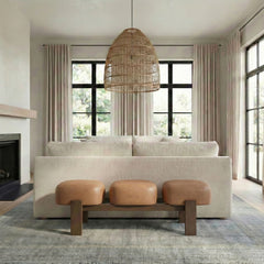 Woodcrest - Vegan Leather Upholstered Bench - Painted Brown Walnut Base