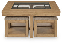 Wittenmyer - Cocktail Table With 4 Stools (Set of 5) - Natural / Black