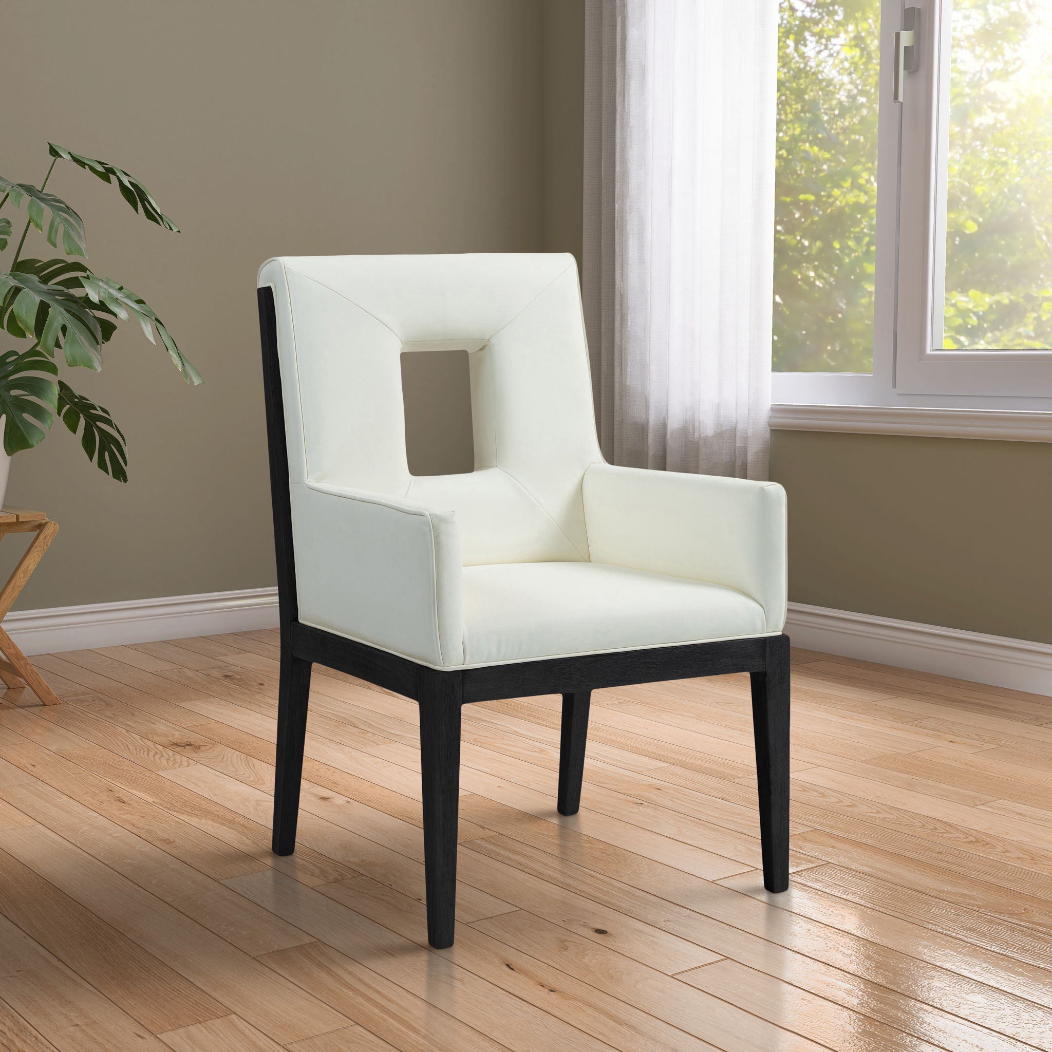 Gwendolyn - Faux Leather Dining Arm Chair With Black Frame