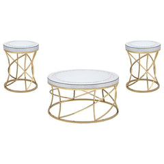 Elise - Round Mirror Top Coffee Table Set