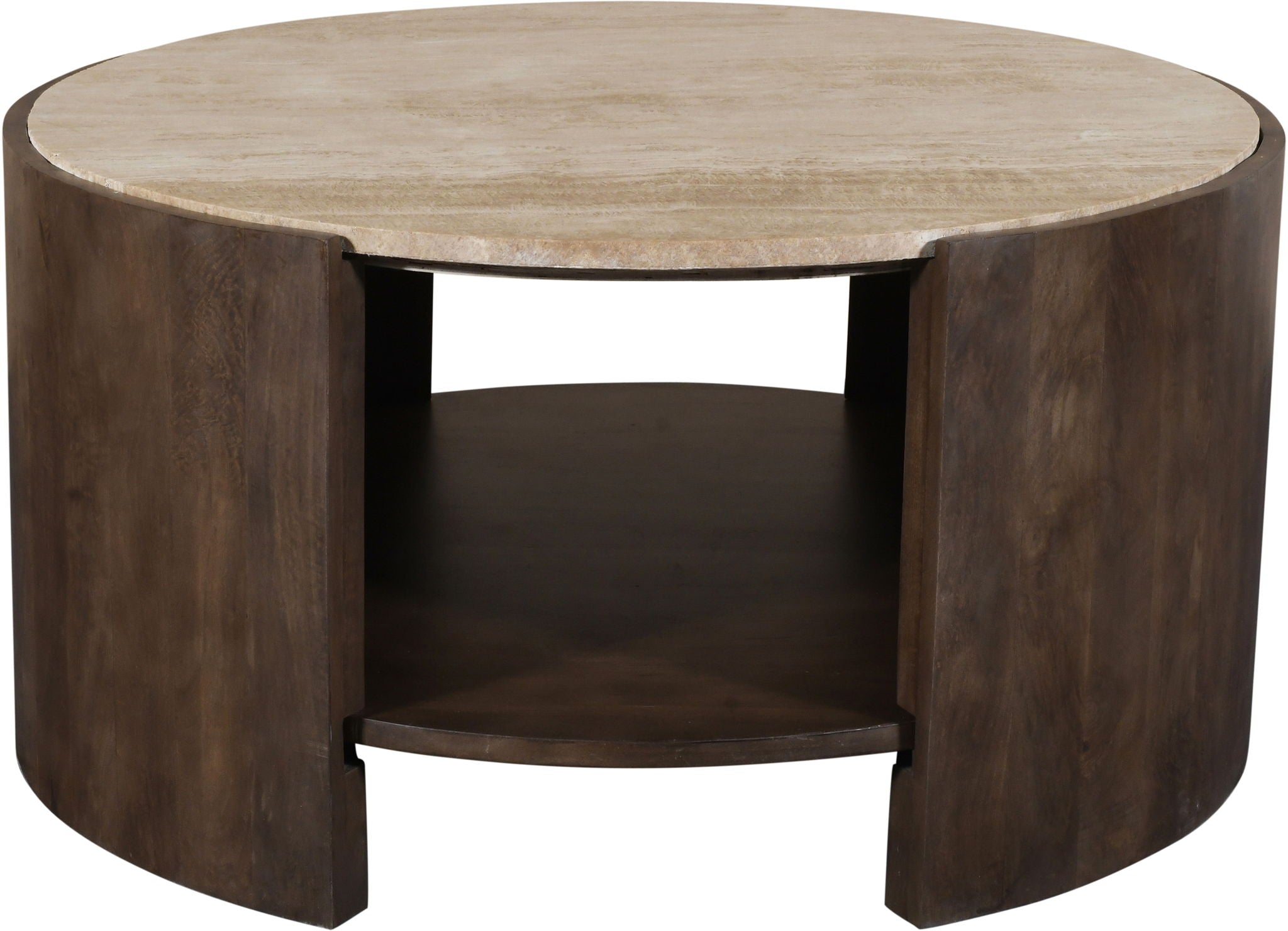 Solstice - Travertine And Mango Wood Table