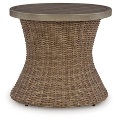 Laguna Heights - Round End Table With Umbrella Option - Beige