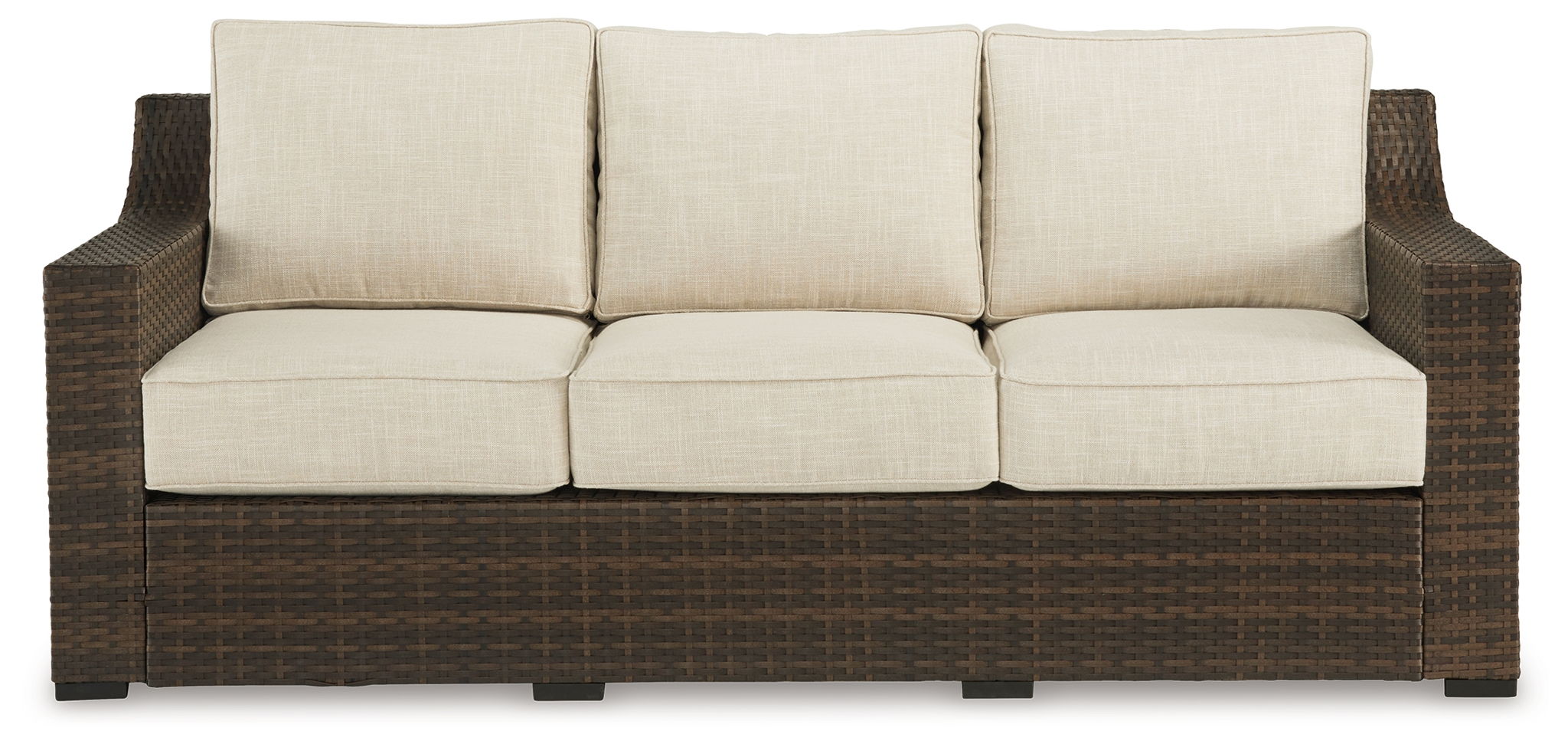 Wellingtons Peak - Beige / Dark Brown - Sofa With Cushion