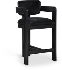 Sacha - Velvet Stool With Black Base