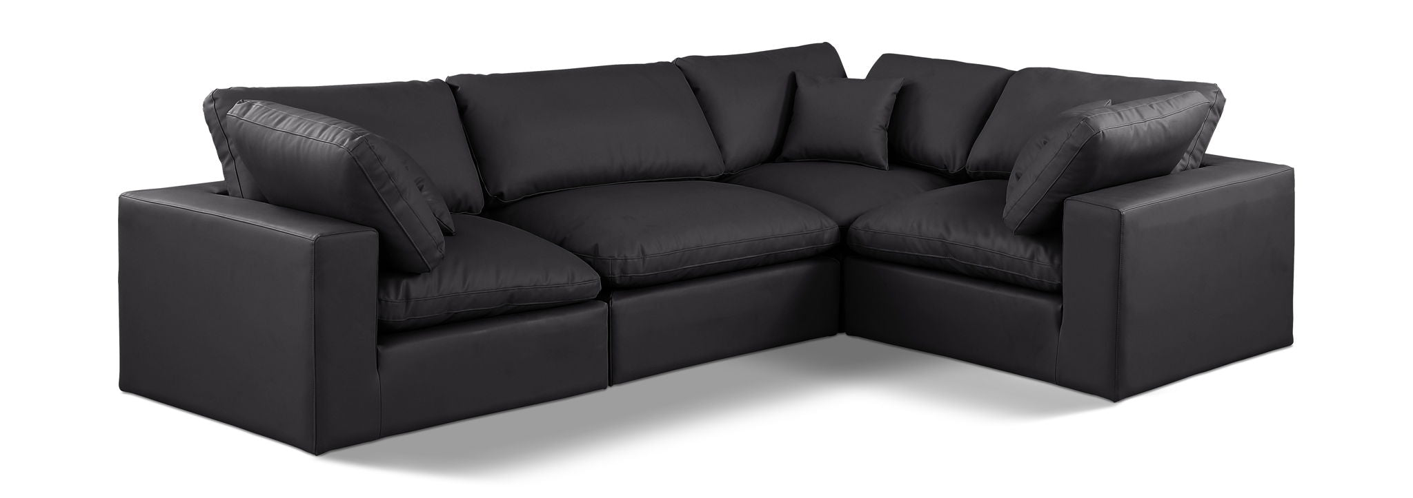 Comfy - 4 Piece Faux Leather Modular Sectional
