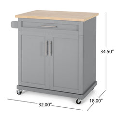 Negley - Contemporary Kitchen Cart With Wheels - Gray