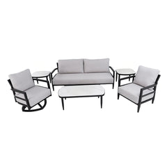Outdoor Conversation Set With Chairs, Bench Sofa, Tables, Sunbrella Cushions