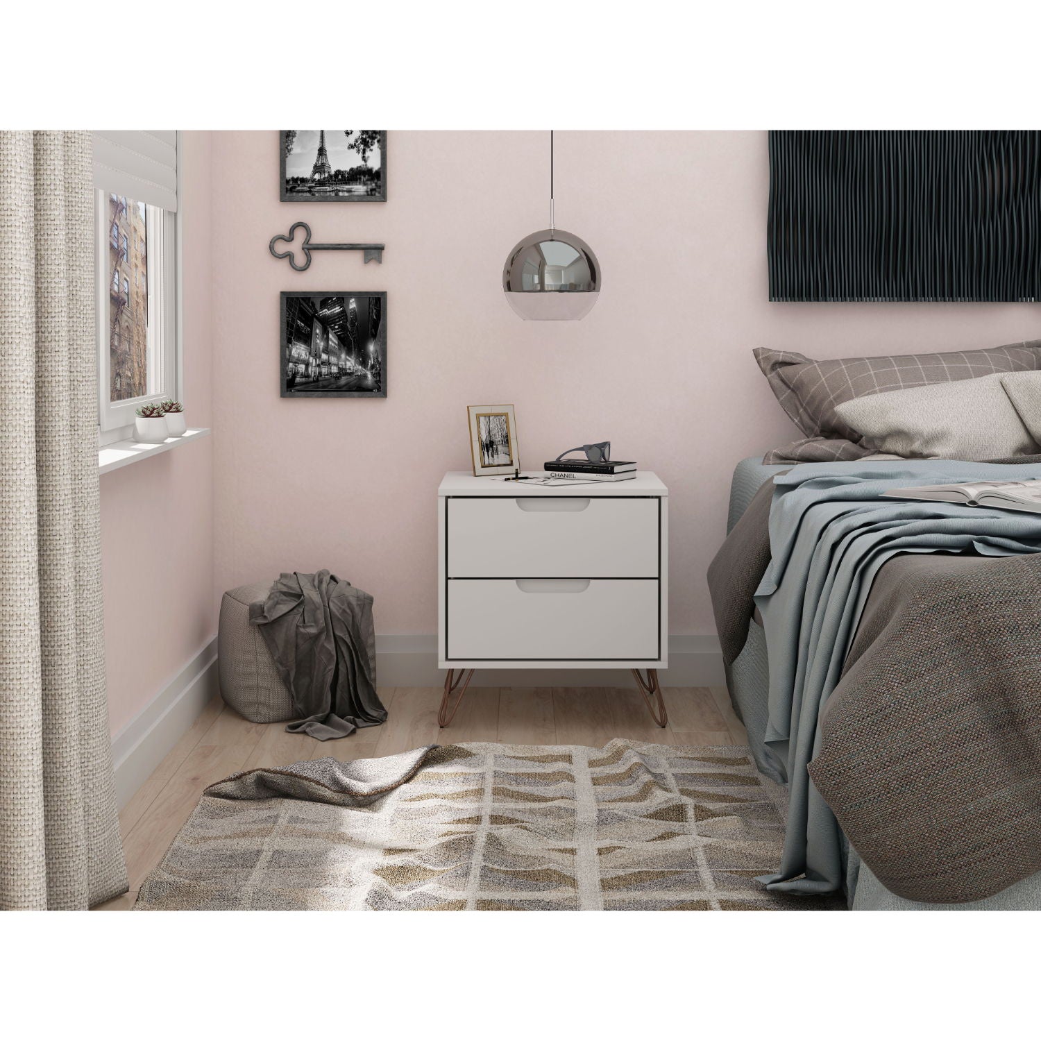 Rockefeller - Nightstand With 2 Drawers - White