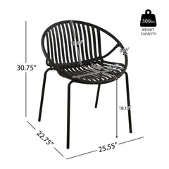 7 Piece Outdoor Modern Dining Set With Stackable Chairs