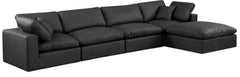 Comfy - 5 Piece Faux Leather Modular Sectional With Chaise