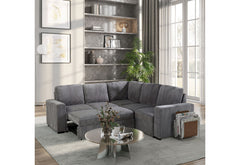 U2660 - Sectional Without Chaise And With Pull Out Sofa Bed - Gray