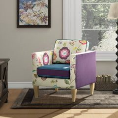 Mamba - Patchwork Accent Chair - Teal Blue Purple / Multicolored Floral
