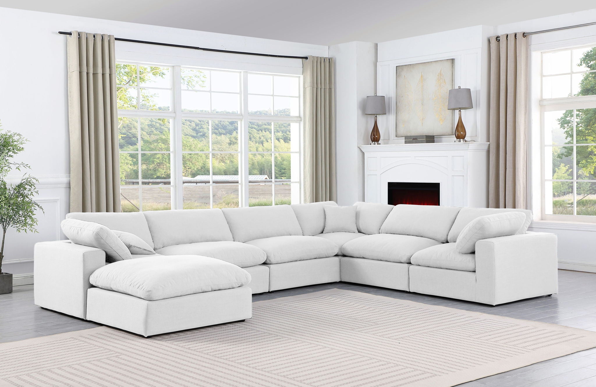 Comfy - 7 Piece Linen Modular Sectional With Chaise