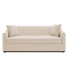 3 Seater Sofa With Wrap Around Armrests And Throw Pillows, For Living Room - Oatmeal