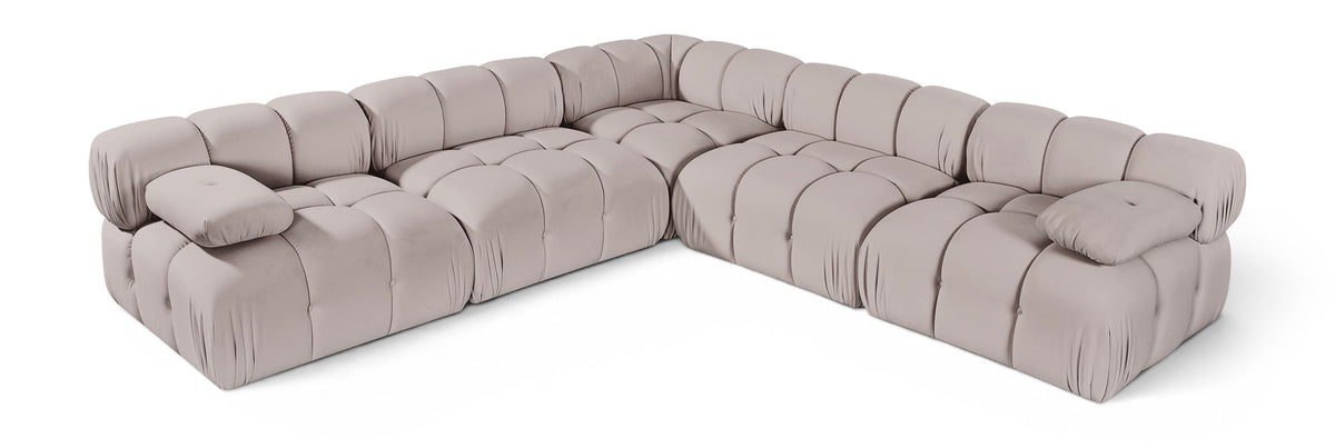Orin - Velvet Fabric 5 Piece Modular Sectional