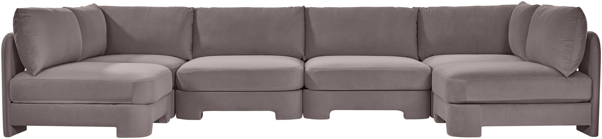 Hammond - Velvet Performance Fabric Upholstered 6 Piece U-Shaped Armless Sectional