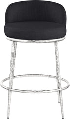 Ferro - Upholstered Counter Stool With Brushed Silver Base