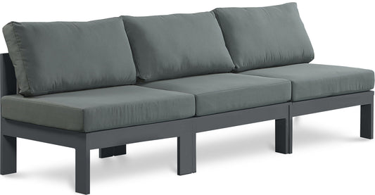 Nizuc - Outdoor Patio 3 Seat Armless Modular Sofa With Gray Frame