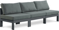 Nizuc - Outdoor Patio 3 Seat Armless Modular Sofa With Gray Frame