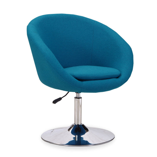 Modern Upholstered Swivel Lounge Chair With Base And Adjustable Height - Blue