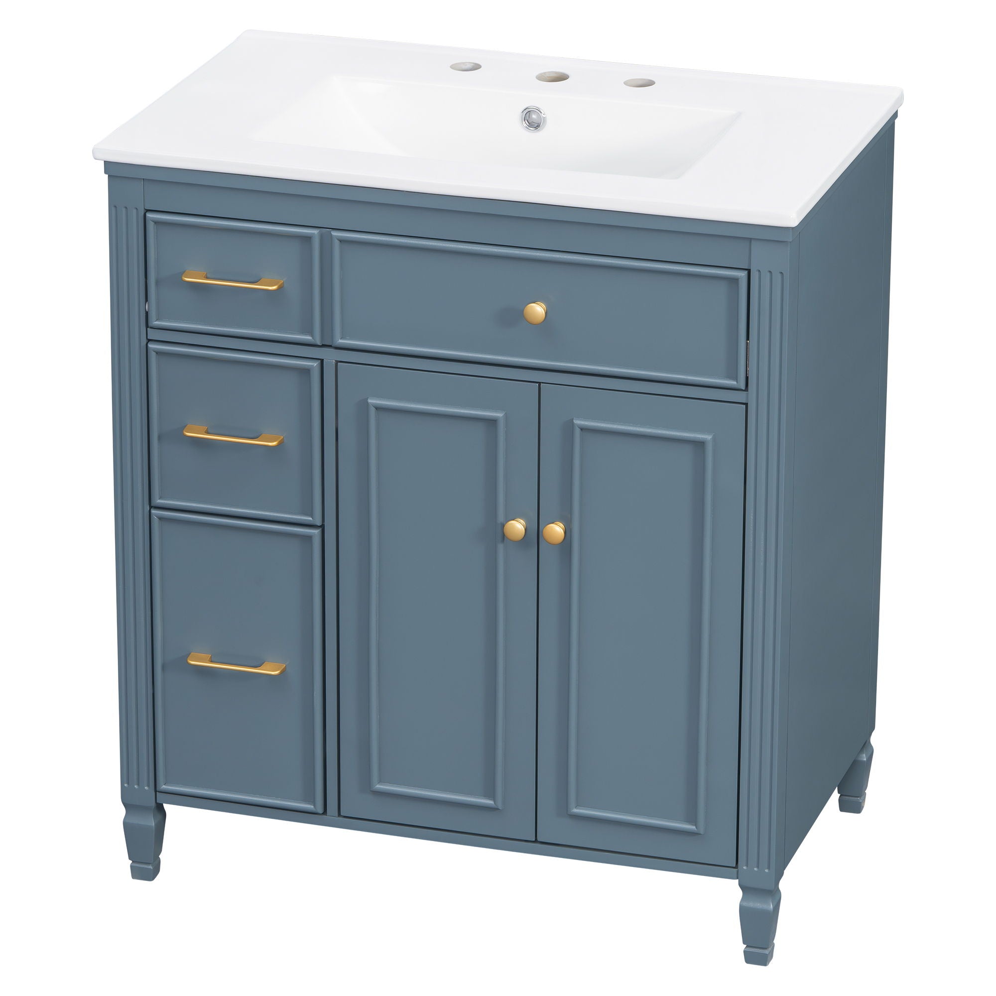 Freestanding Bathroom Vanity With Sink, Soft Close Door, Tip Out Drawer
