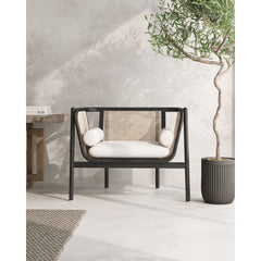 Versailles - Accent Armchair With Rattan Frame - Cream