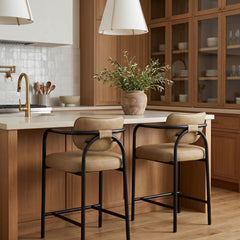 Serava - Faux Leather Upholstered Bar Stool - Tan