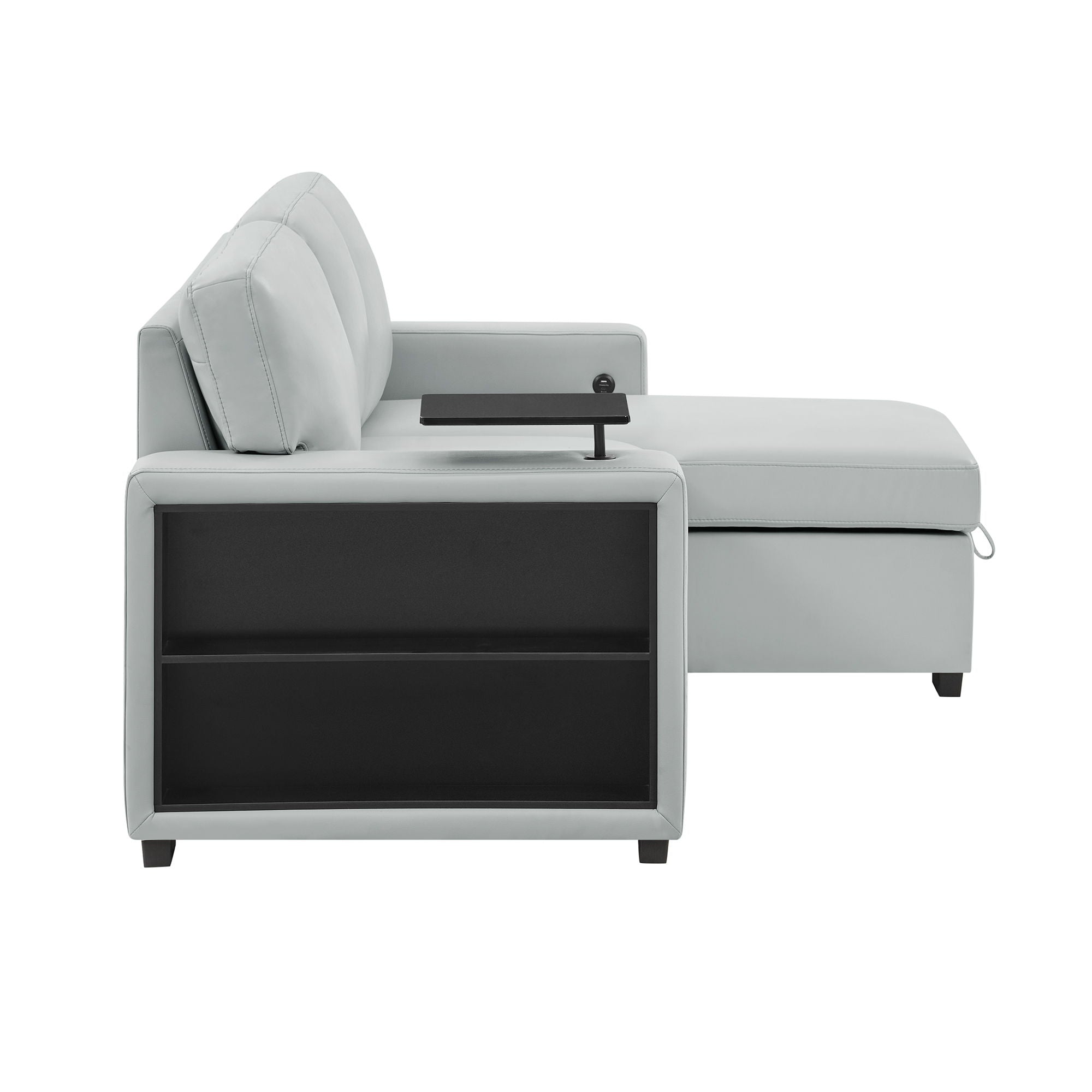 U0212 - Reversible Sofa Bed Loveseat With Pop-Up Sleeper With Drop Down Table - Silver