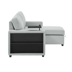 U0212 - Reversible Sofa Bed Loveseat With Pop-Up Sleeper With Drop Down Table - Silver