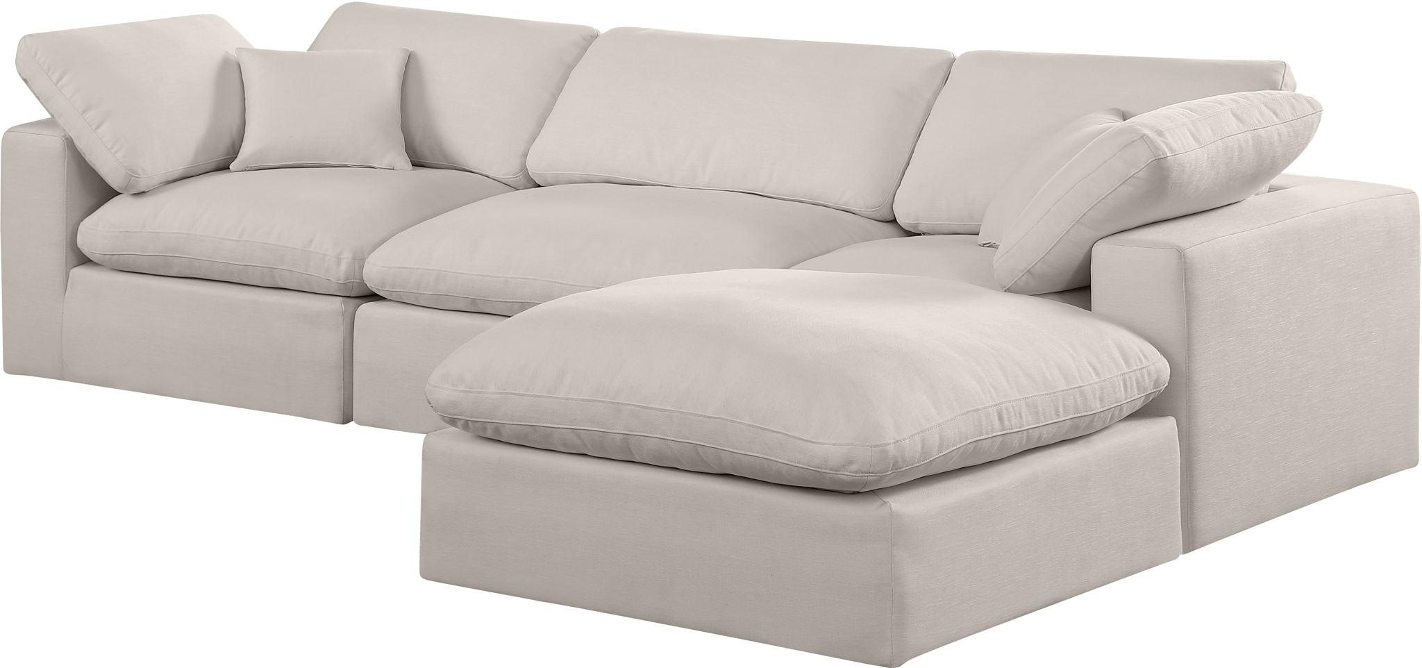 Comfy - 4 Piece Linen Fabric Modular Sectional With Chaise