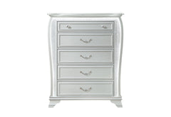 Aria - 5 Piece Queen Bedroom Set (Bed, Dresser & Mirror, Nightstand, Chest) - Silver