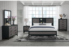 Lisbon - 5 Piece Full Bedroom Set (Bookcase Full Bed) - Black / Gray