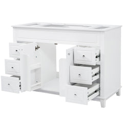 Bathroom Vanity Cabinet Only, 6 Soft Close Drawers & Double Doors - White