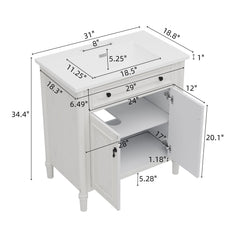 Vintage Bathroom Vanity With Sink, Rustic Cabinet With Soft Close Doors