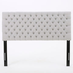 Queen Size Headboard With Button Tufting - Light Gray