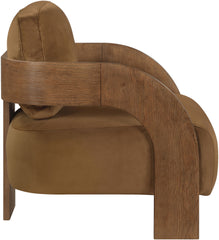 Cedra - Velvet Performance Fabric Upholstered Accent Chair - Brown Frame