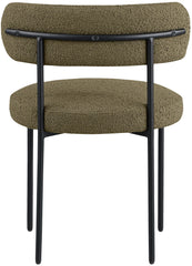 Beacon - Boucle Fabric Dining Chair With Black Legs (Set of 2) - Olive Green