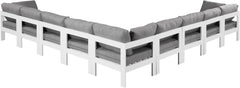 Nizuc - Outdoor Patio 9 Piece Modular Sectional With White Frame